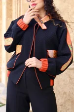 کت ژاکارد تکه دوزی